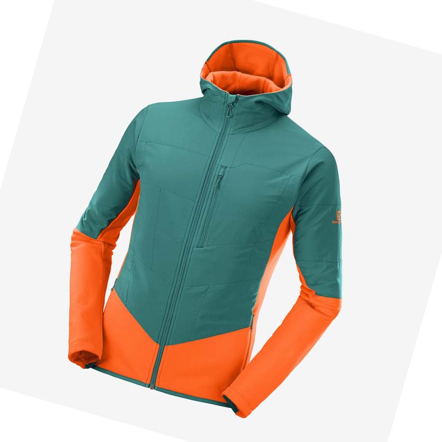 Salomon OUTLINE WARM HYBRID Erkek Kapüşonlu Sweatshirt Yeşil | TR 3212DFM